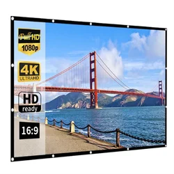 150 inch 4K Movie Projector Screen 16:9 HD Foldable Portable Anti-light Projection Double Sided 120 inch Video Projector Screen