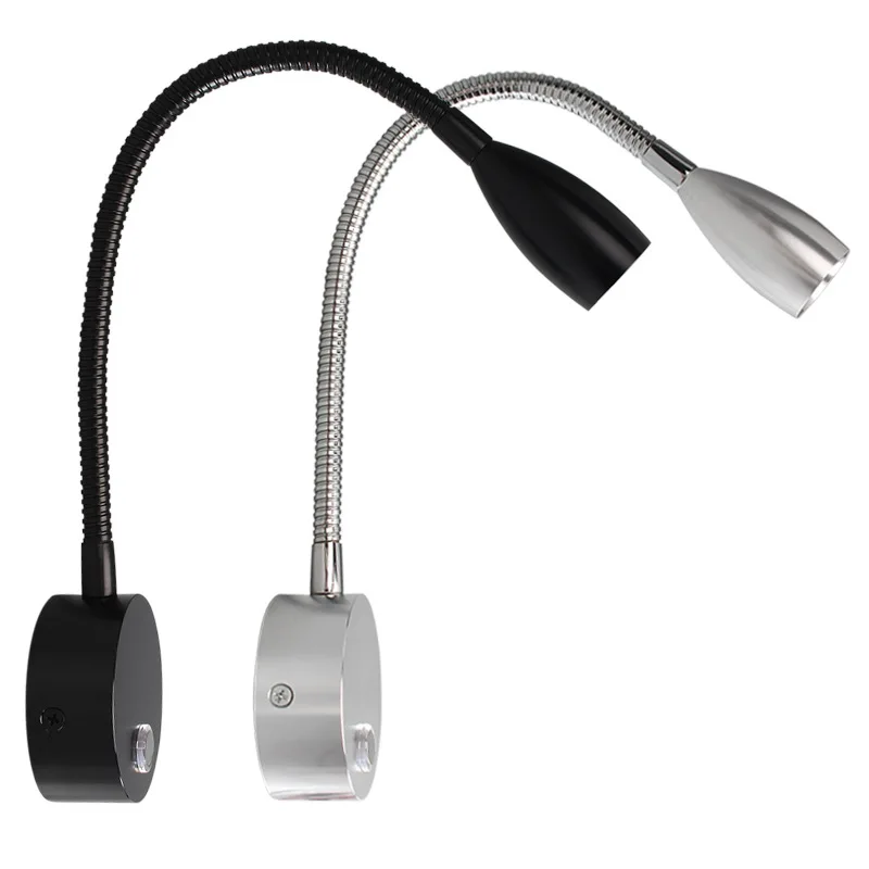 

Modern LED Hose Wall lamp flexible 3W bathroom mirror light Bedside Reading study sconces led luminaire lamps AC110V 220V