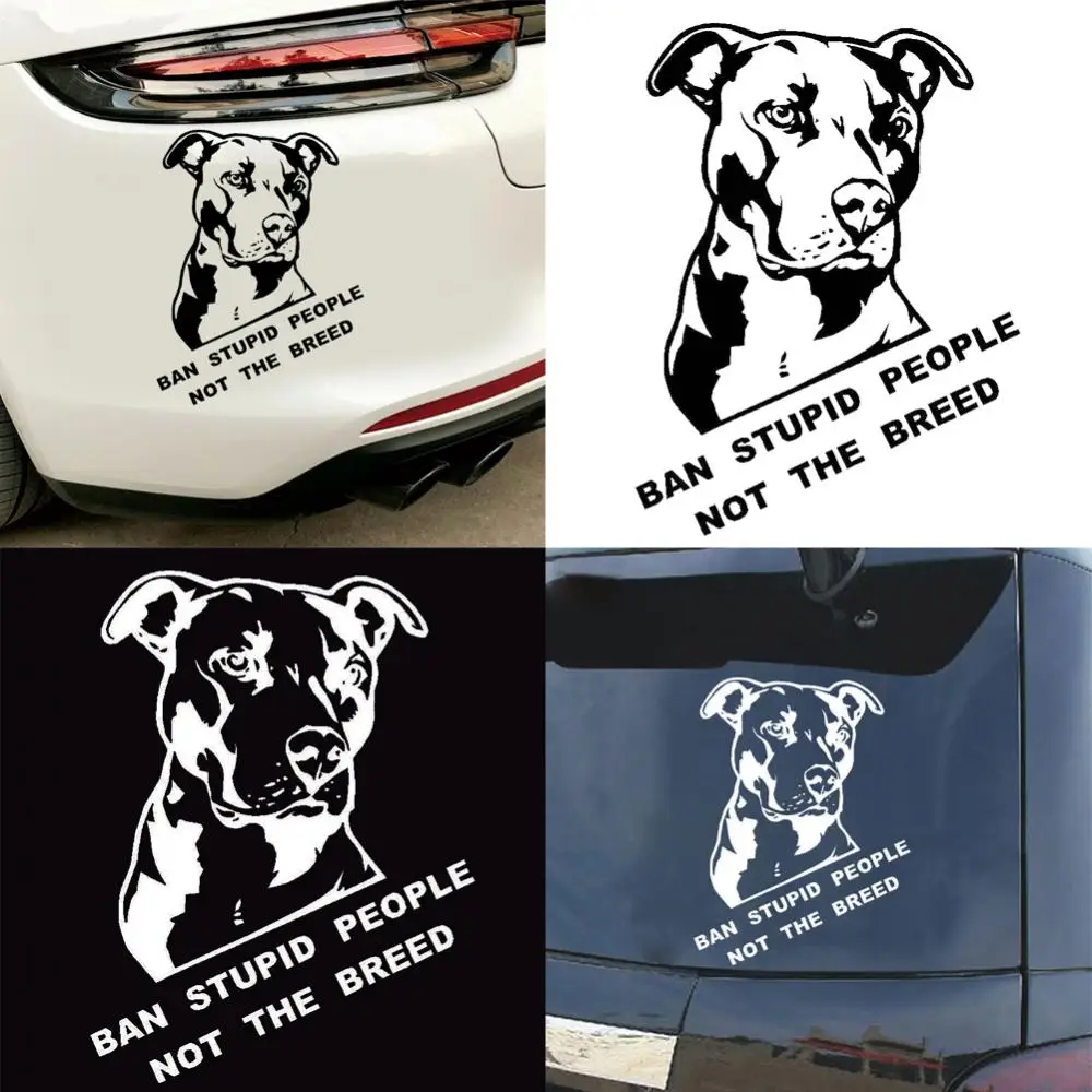 Creative Ban Stupid People Not The Breed Cartoon Dog Car Sticker Exterior Accssories Vinyl Decals for BMW VW Audi for