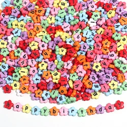 100pcs Color Acrylic Letter Beads 11mm Flower Loose Spacer Bead for Jewelry Making DIY Friendship Bracelet Necklace Supplies