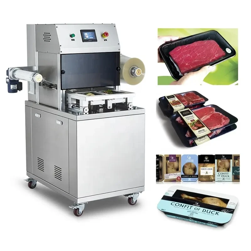 DQ320L-E Modified Atmosphere Sandwich Cooked Food Map Tray Sealing Machine With Nitrogen Filling/Co2 Filling For Triangle Sandwi