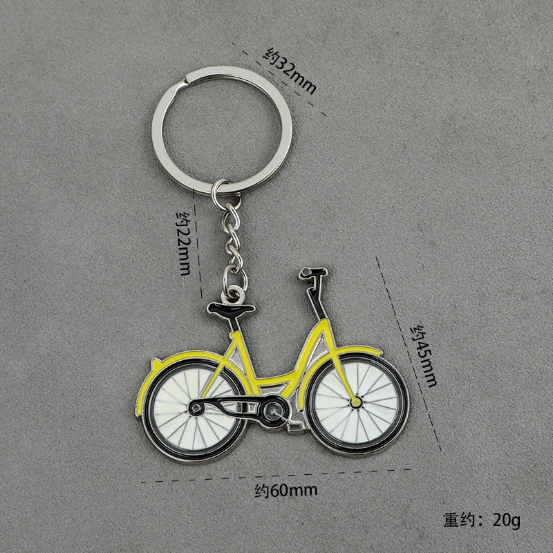 Creative Yellow Bike Key Chain Dynamic Bicycle Figure Key Ring Student School Bag Pendant Sporting Fans Gifts Men Car Key Holder