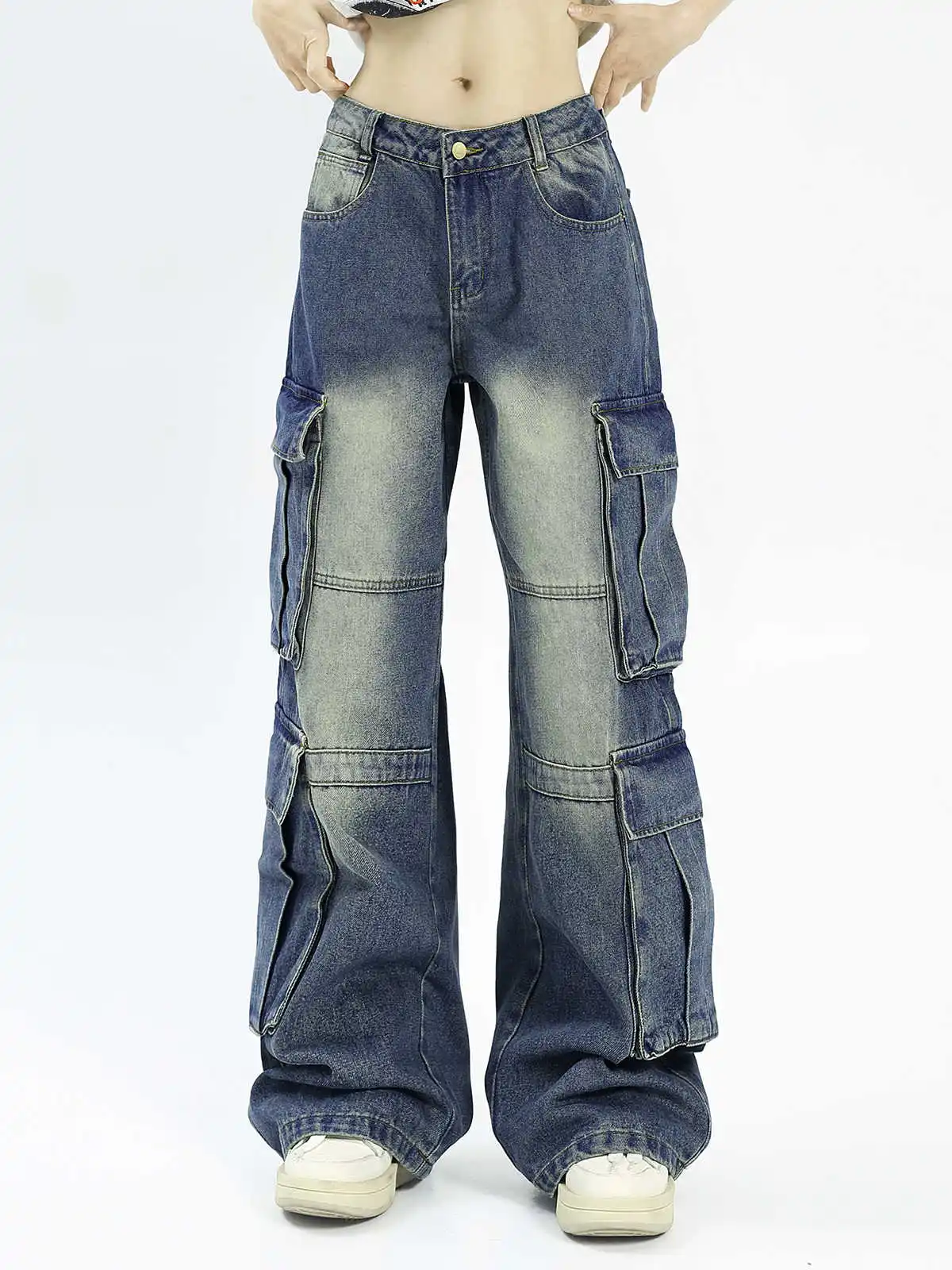 

Women Y2k Oversize Cargo Jeans Harajuku Vintage Boyfriend Baggy Denim Trousers Japanese 2000s Style Jean Long Pants Clothes New