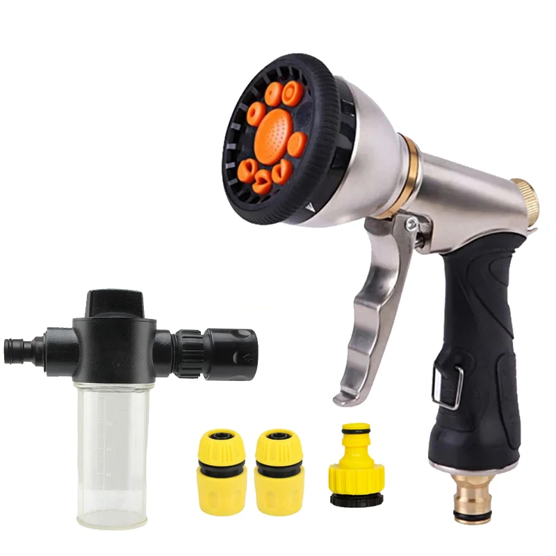 FLOWERS SPRAL High Pressure Car Wash Foam Gun With - Adjustable Nozzle For Cleaning Watering And inflating Tires - includes Foam