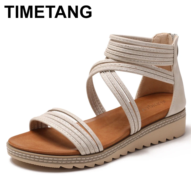 

Модные богемные вязаные женские сандалии на плоской подошве в римском стиле с открытым носком, повседневные удобные повседневные женские сандалии с мягкой подошвой