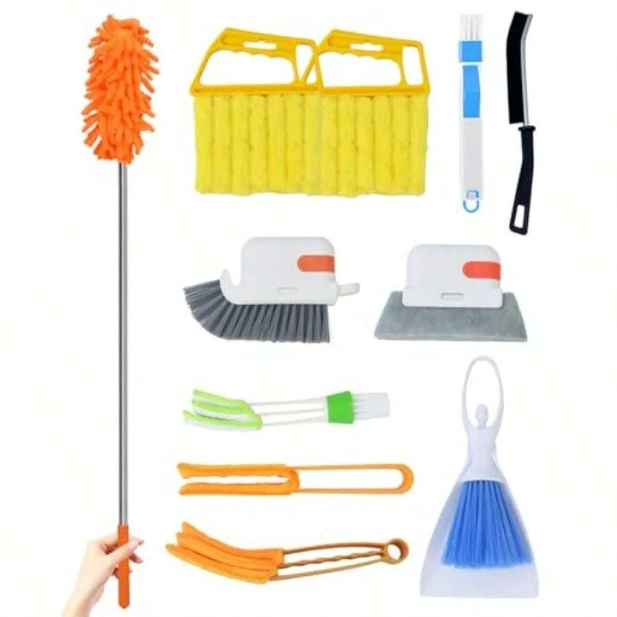 

11 Pcs Blind Cleaner Duster Tool Kit Mini And Window Blinds Cleaner Brush Set, Air Vent And Track Cleaning Tools, Window Groove