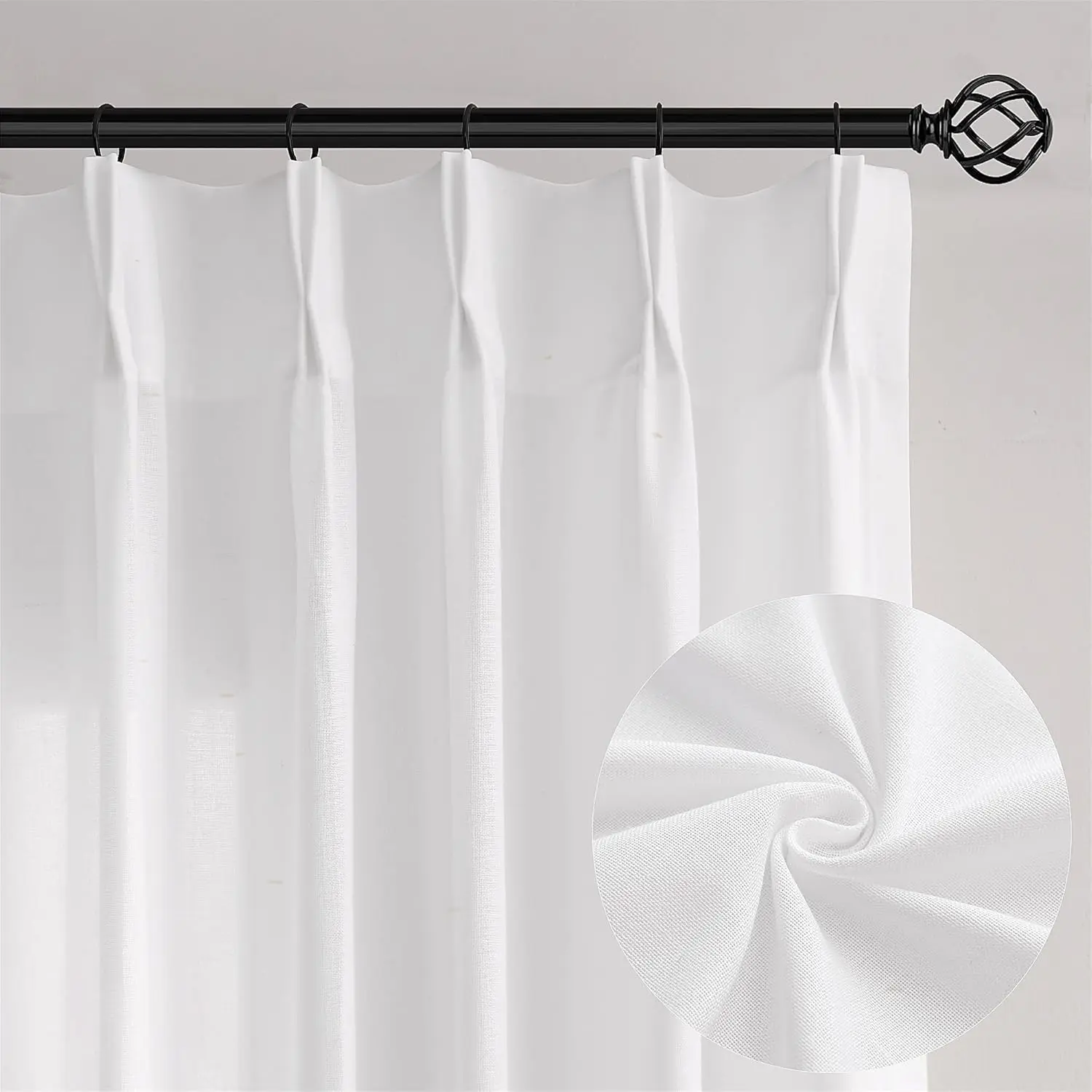 

Linen Sheer Curtains 96 Inches Long 100 Inch Wide for Sliding Door Light Filtering Semi Sheer Pleated Drapes Back Tab Extra Wide