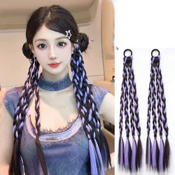 Synthetic Cool Colorful Twisted Braids Ponytail Wig Girls Boxing Braid Extentions Hairdress