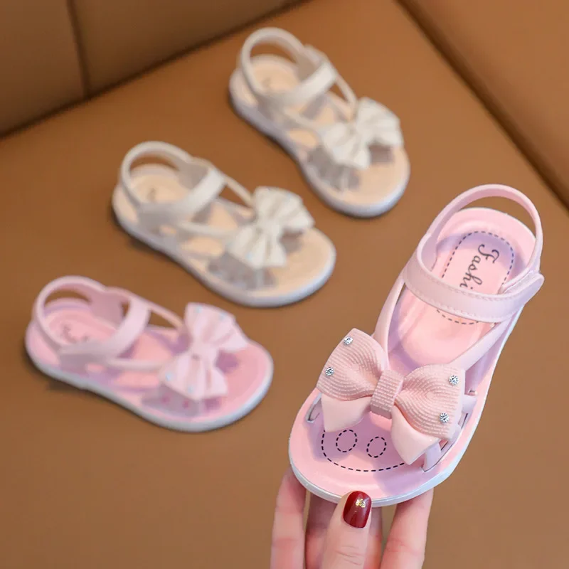 Girls Sandals 2025 Summer New Middle and Big Children\'s Soft Bottom Princess Breathable Children\'s Beach Sandals 2-10 Years Old