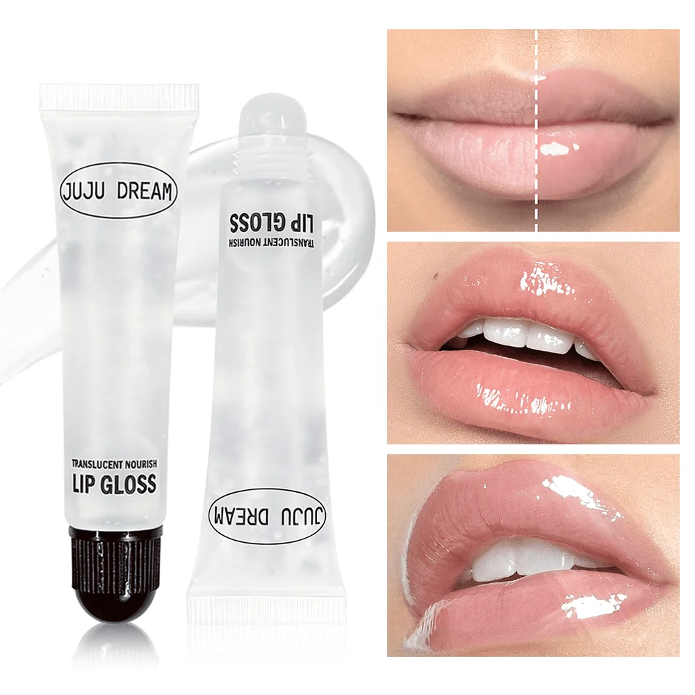5PCS JUJU DREAM Translucent Nourishing Lip Gloss Hydrating Clear Lip Oil Repairing Glossy Lip Care