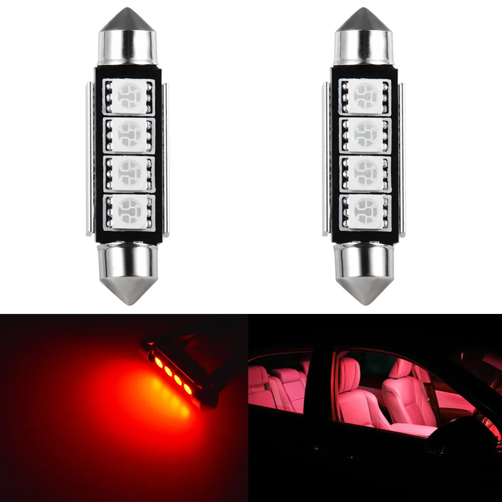 

2pcs 41mm Canbus Car Led Bulb Red White High Power 600Lm Super Led Error Free Canbus C5W C10W Car Lamp for Dome Reading Light