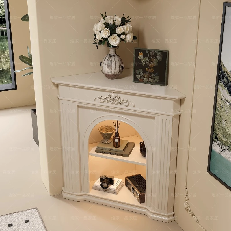 corner decorative cabinet simulated flame birdcage fireplace cabinet European style carved triangular fireplace cabinet
