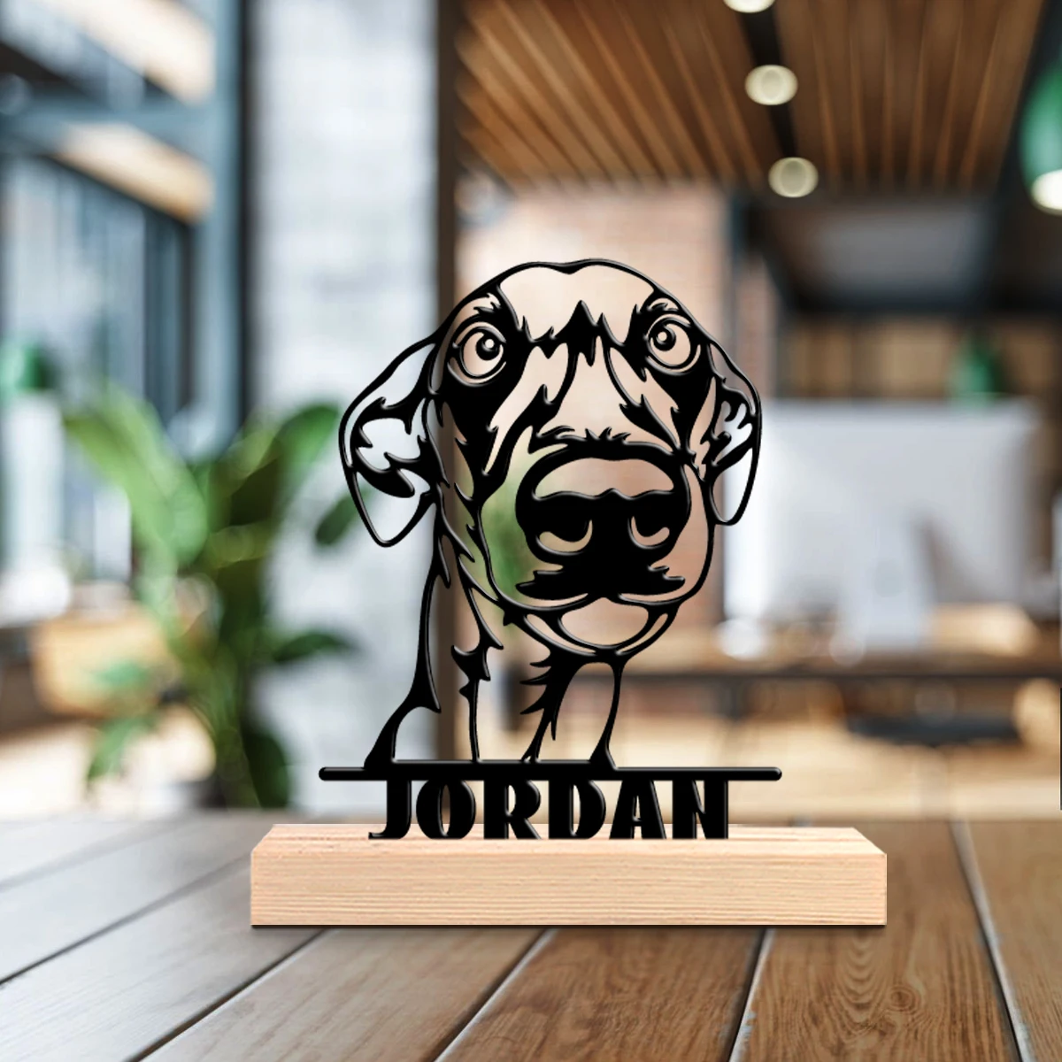 1pc Customizable Metal Desktop Ornaments Customizable Name With Wooden Base Desk Ornaments for Study Rooms,Bedrooms,and Offices