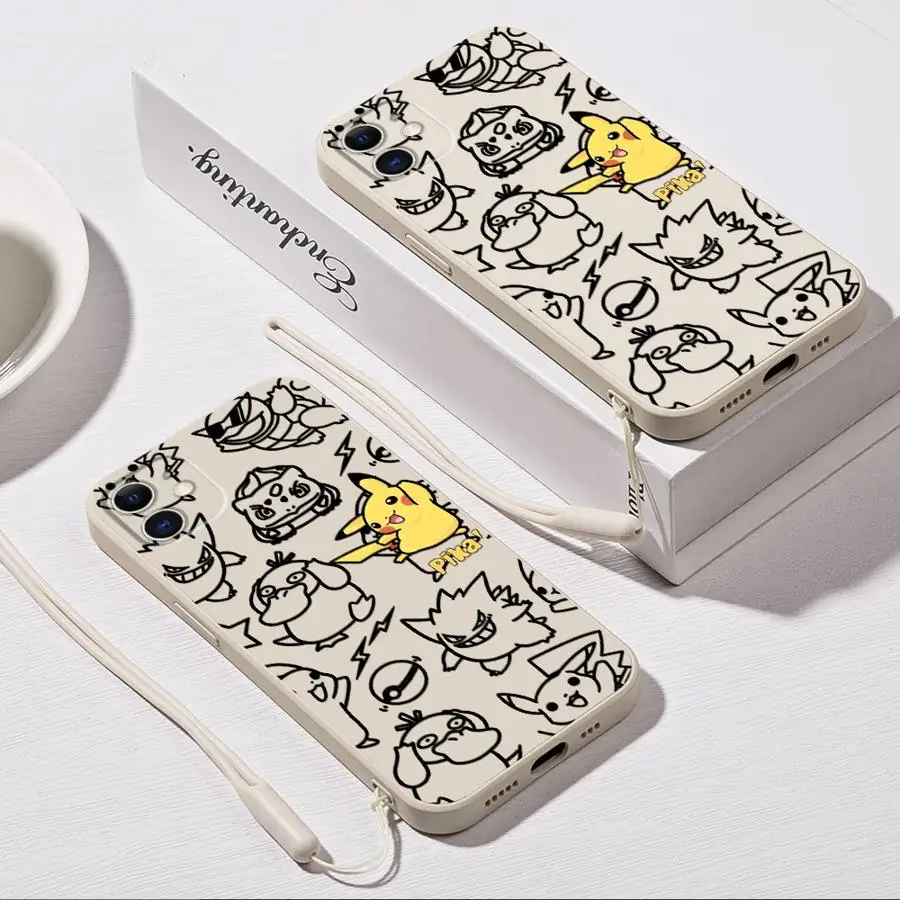 حافظة لهاتف آيفون 11 16e 13 16 16Pro Max 14 Pro 12 15Plus 15 غطاء ناعم بوكيمون بيكاتشو