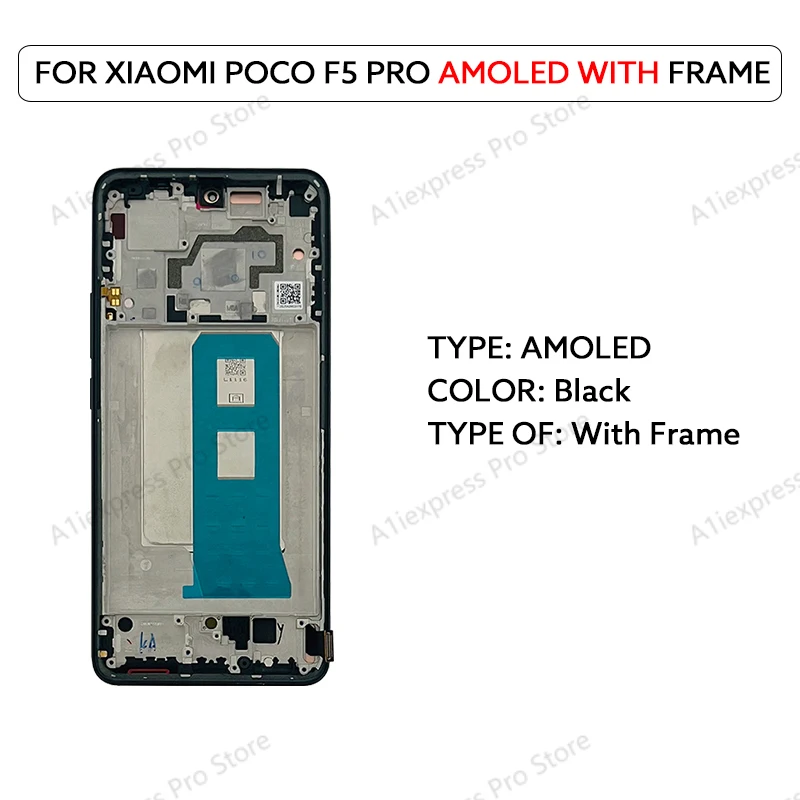 6.67 "AMOLED TFT LCD Voor Xiaomi Poco F5 Pro 23013PC75G Lcd Touch Screen Digitizer Vergadering Met Frame LCD scherm Reparatie