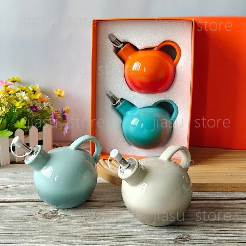 Ceramic Condiment Bottle Set Household Oil Vinegar Sauce Dispenser Kitchen Storage Seasoning Container