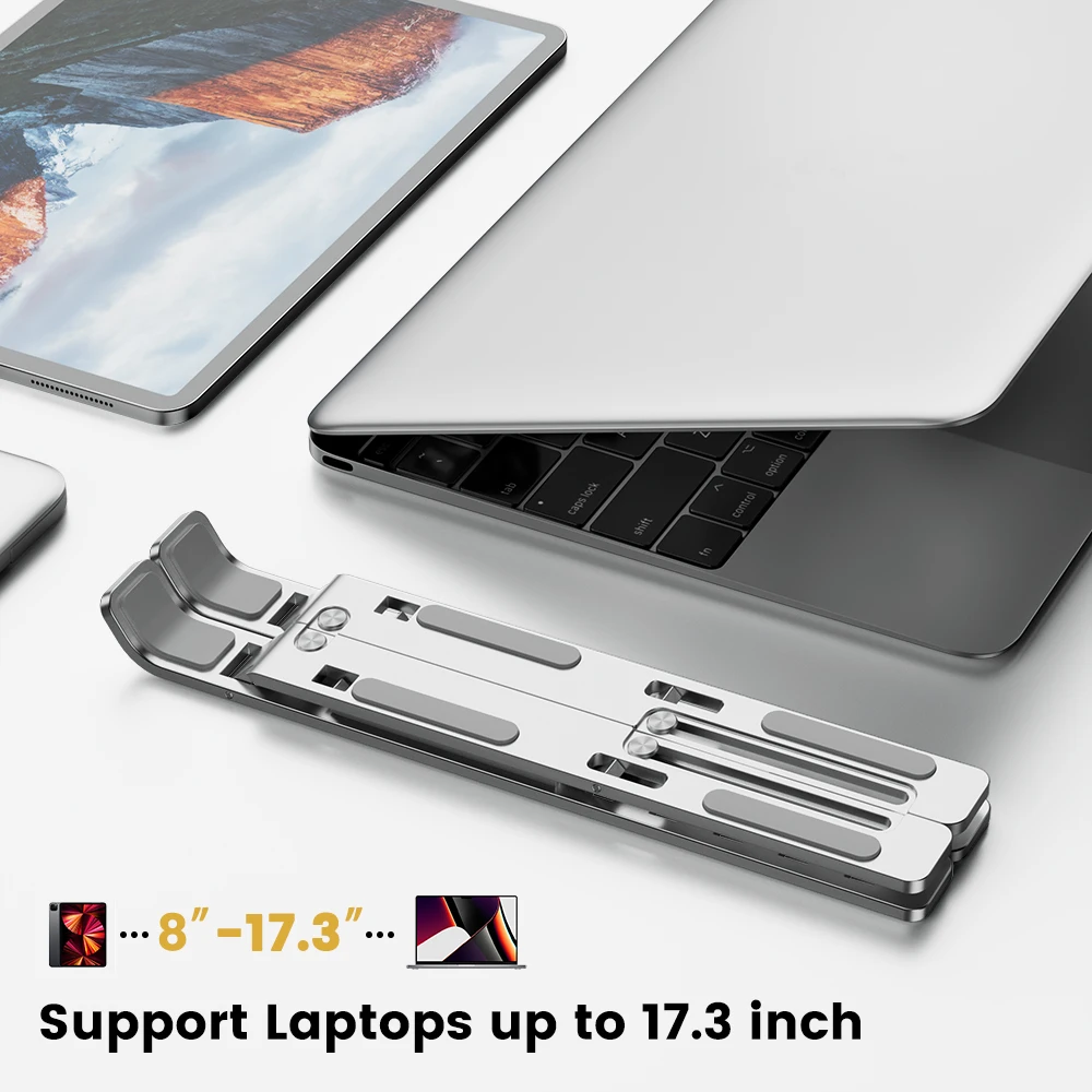 6 Level Foldable Metal Laptop Stand,Sturdy 18 Inch Portable Laptop Bracket,Universal Notebook Holder for HP Macbook Dell Lenovo