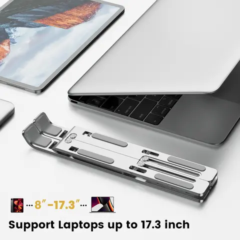 6 Level Foldable Metal Laptop Stand,Sturdy 18 Inch Portable Laptop Bracket,Universal Notebook Holder for HP Macbook Dell Lenovo