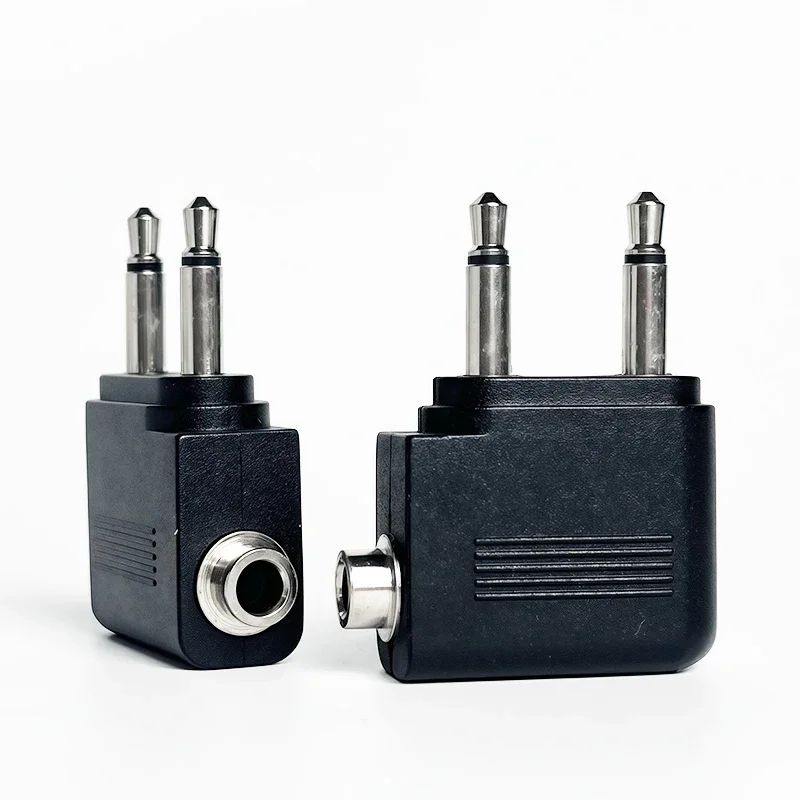 Airline Headphone Adapter, Dual 3.5mm Mono Plug to 3.5mm Stereo Jack Audio Converter for Airplane Travel Headphones