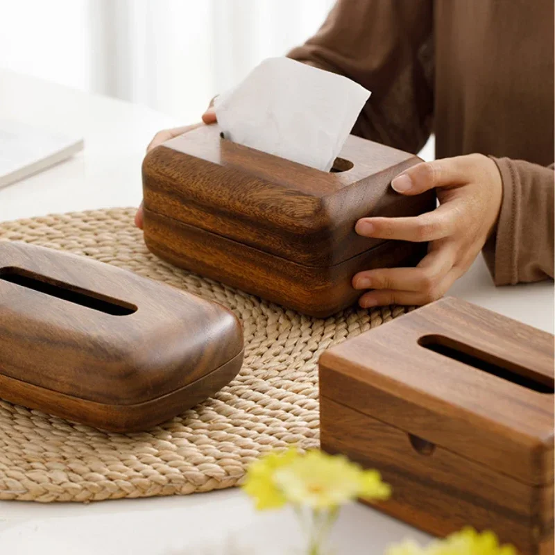 Walnut Wood Tissue Boxes Household Paper Dispenser for Living Room Coffee Table Hotel High-grade Tissue Holder Home Decoration