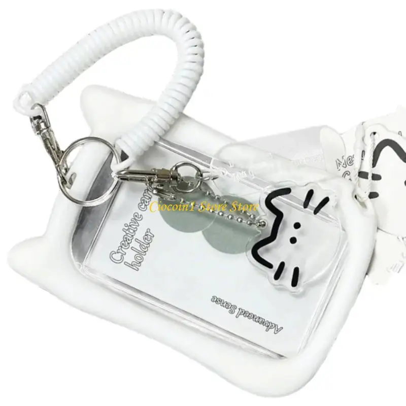 A3PC Card Holders Cats Ear Card Sleeve Clear Bus Card Holders Lovely Photocard Holders