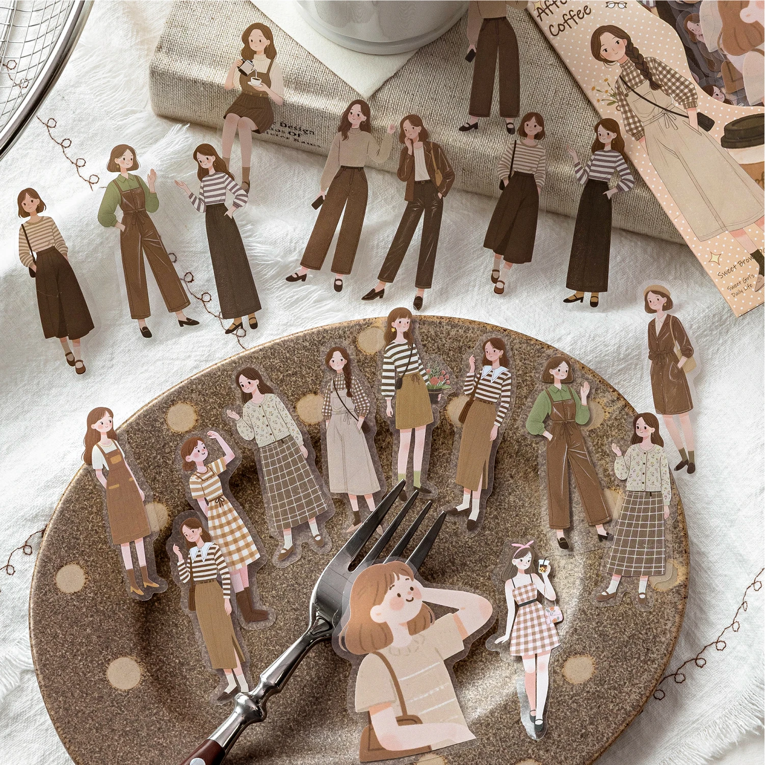 30 pcs/pack Slow Life Girl Stickers aesthetic Stick Labels Decorative Diary Album material Scrapbooking Supplies