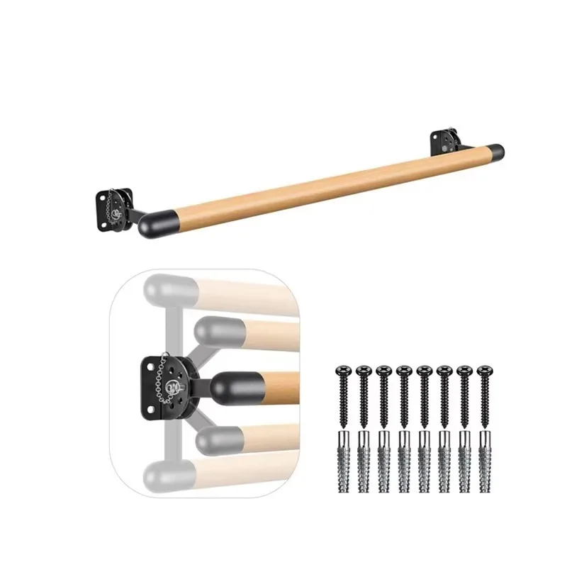 System Stretch Height Adjustable Wall Mounted Traditional Wood Ballet Barre for Home Barre Workout