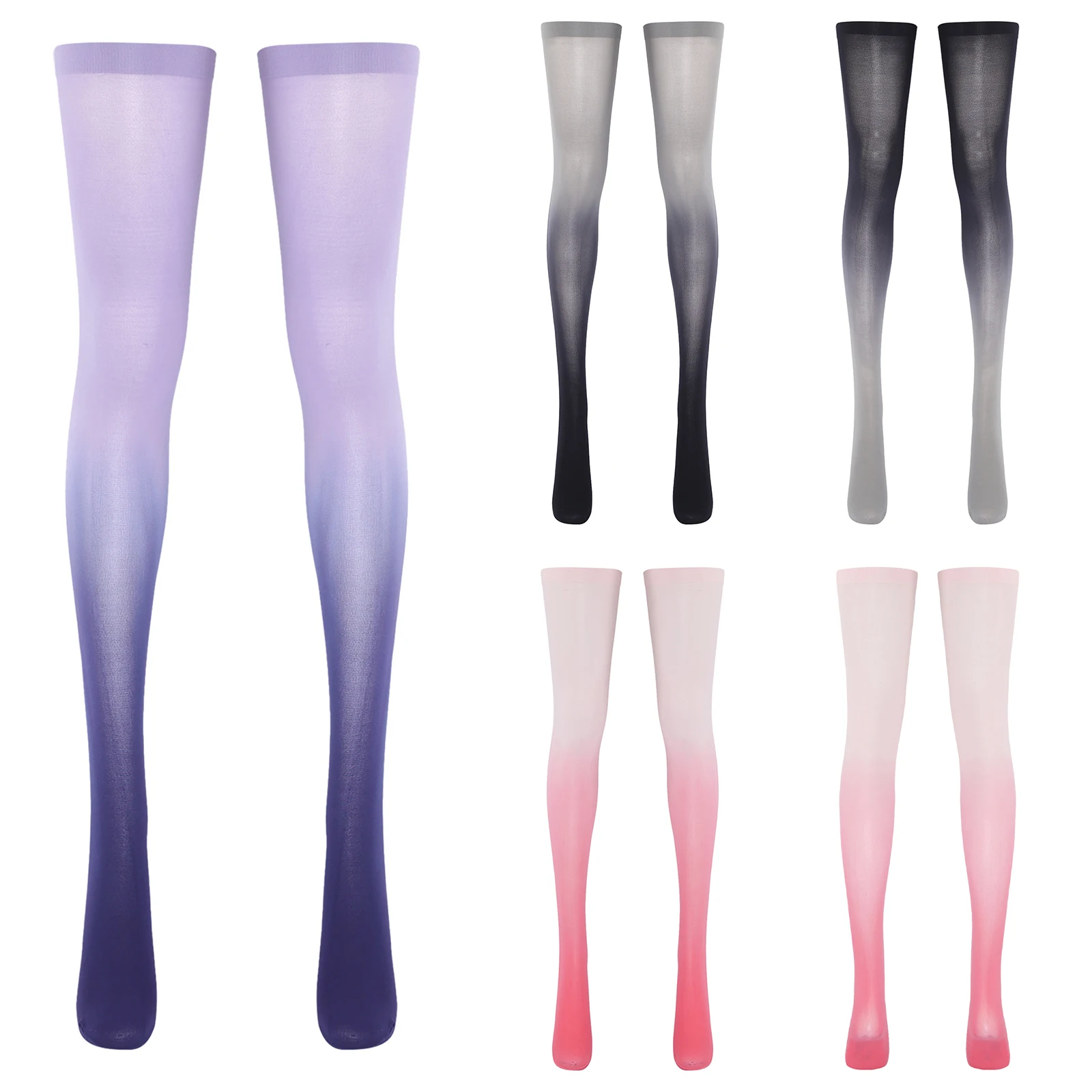 

Gradient Colored Thigh High Stockings for Women Sexy Thigh Highs Pantyhose Stylish Costume Sheer Over Knee Thigh Long Tube Socks