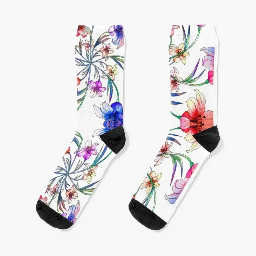 

Flowers and leaf Socks Rugby Stockings Non-slip moving stockings Socks Woman Men's