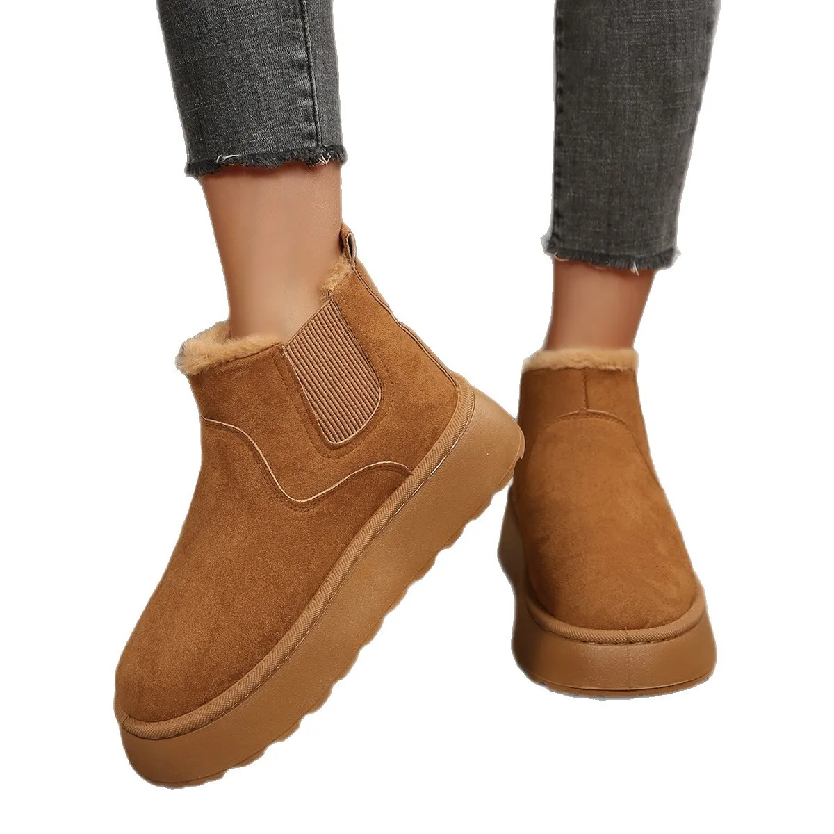 Botas UltraChunkyPlatformStyleXL Botas isoladas extra largas Botas de lã ultra pelúcia Calçado de couro resistente à água