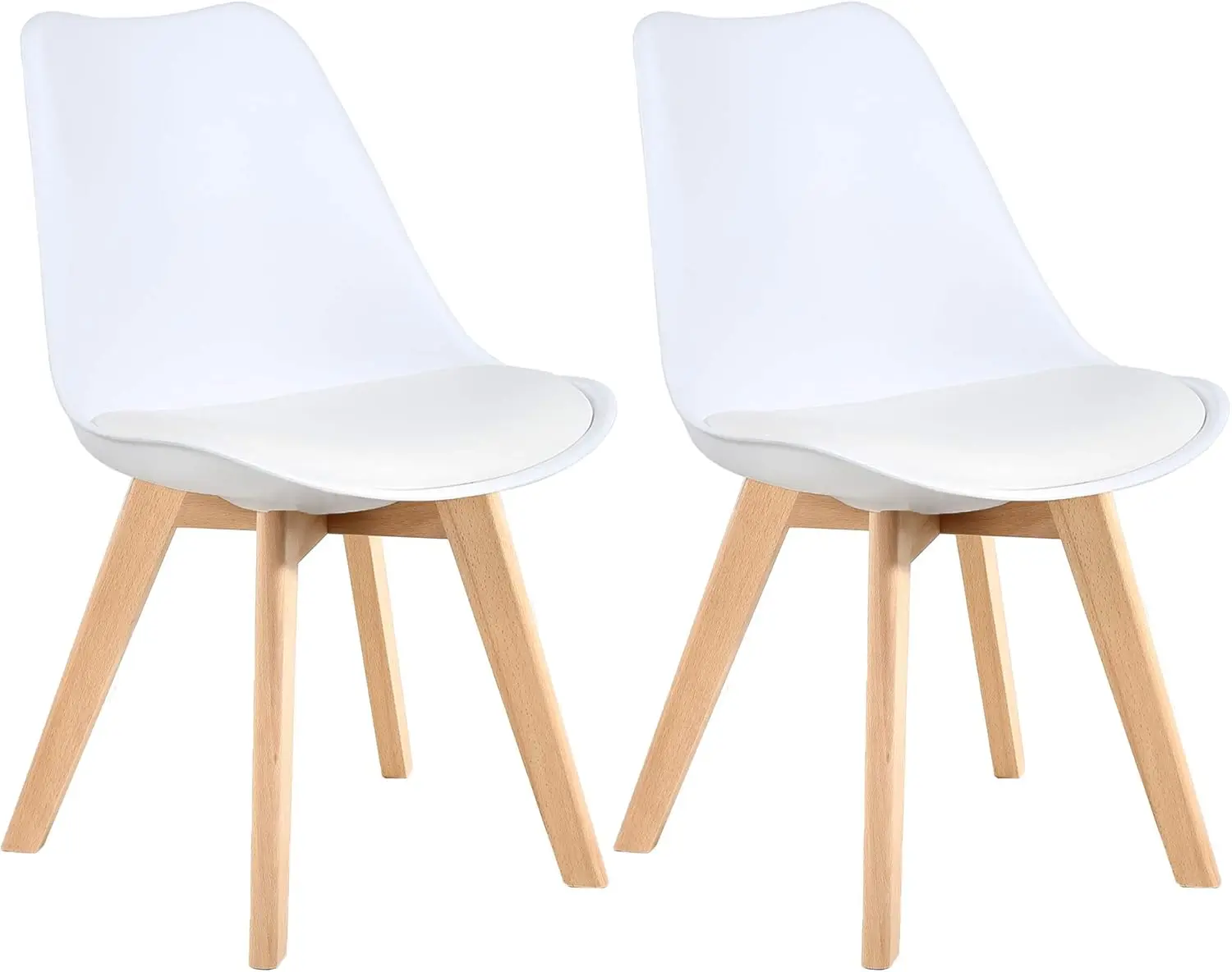 

Mid Century Plastic Dining Chair Padded Shell Wooden Legs Kitchen Living Room Set 2, Customized dinning chair
