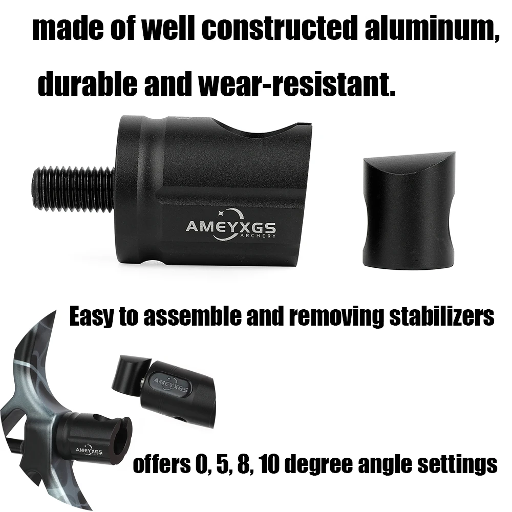 0° 5° 8° 10° Compound Bow Stabilizer Shooting Training V Bar Connect Balance Rod Seat Adapter Archery Hunting Competition