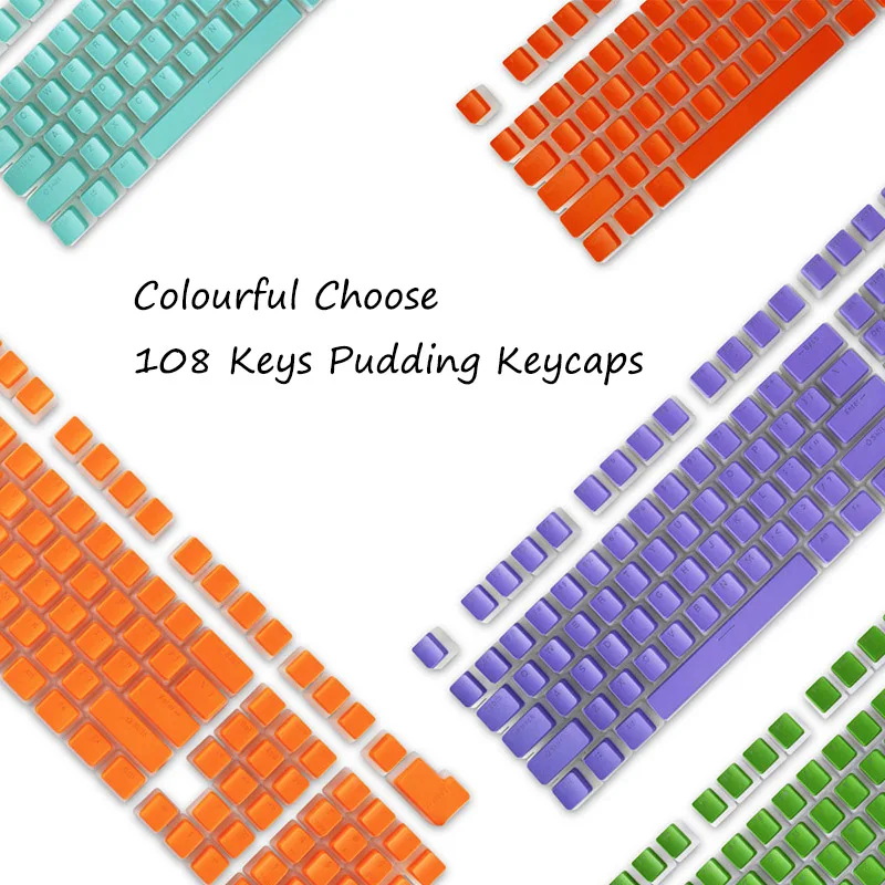 Pudding Keycaps For Cherry MX Switch Mechanical Keyboard OEM Profile PBT Double Shot Keycap RGB Backlit Gamer key Caps custom