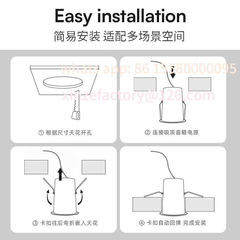 Áudio de teto personalizável embutido para lojas comerciais