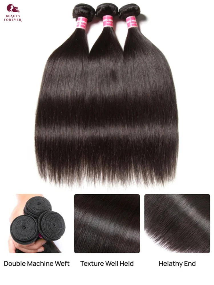 Beautyforever غير المجهزة عذراء الشعر البشري حزم 100% البرازيلي حريري مستقيم الشعر ينسج 2/3 حزم النسيج الشعر الخام