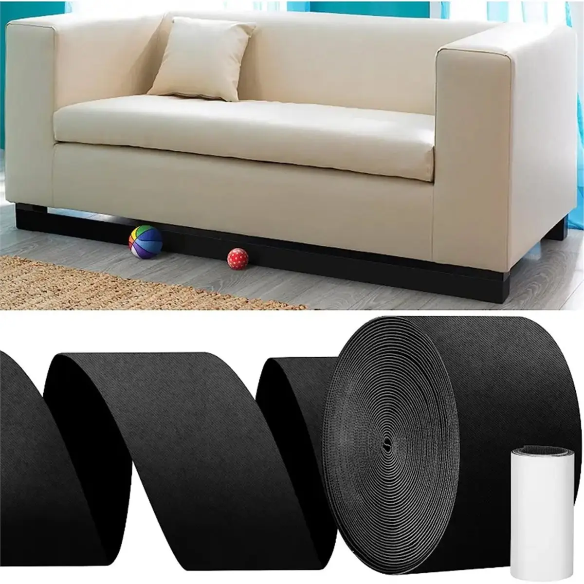 DT81 70mmx10m Adjustable Toy Barrier Under Sofa with Installation Straps Sofa Bed Bottom Nylon Toy Stopper Sofa Toy Blocker