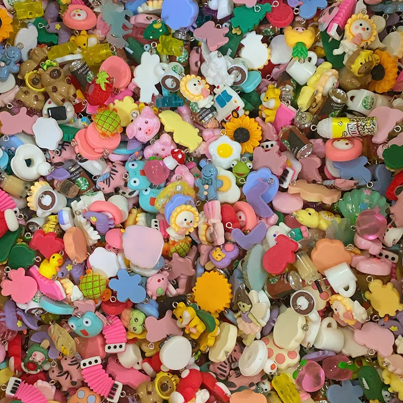 100/200/300pcs Random Mix Animal Food Resin Charms Bulk Wholesale Coffee Cup Bottle Charm For Earring Phone Chain Diy Jewelry