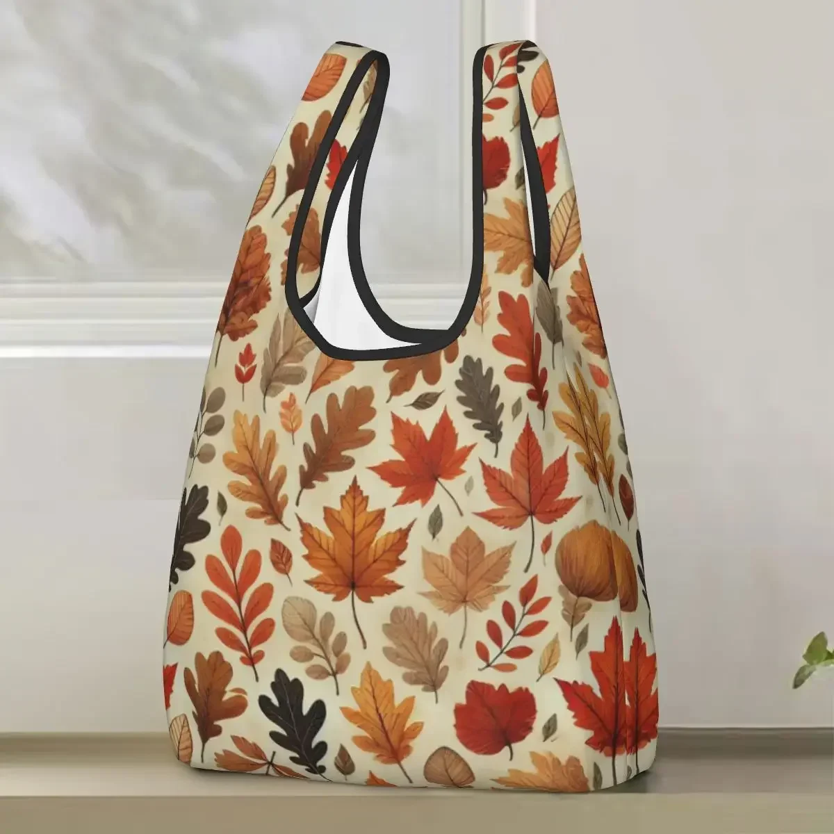 Autumn Leaves Shopping Bag Portable Tote Bags Foldable Shoulder Shopper Bag Grocery Handbag