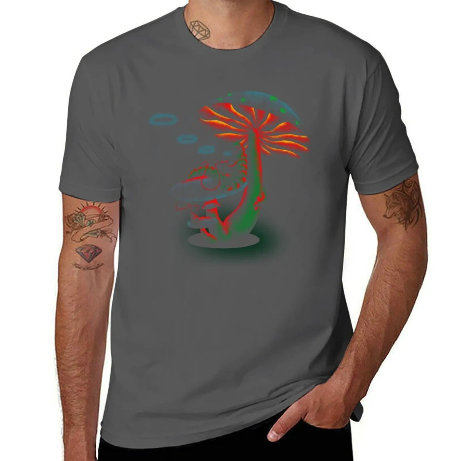 

Caterpillar, under the glowing mushrooms T-Shirt Classic Crew Neck Cotton T-Shirt
