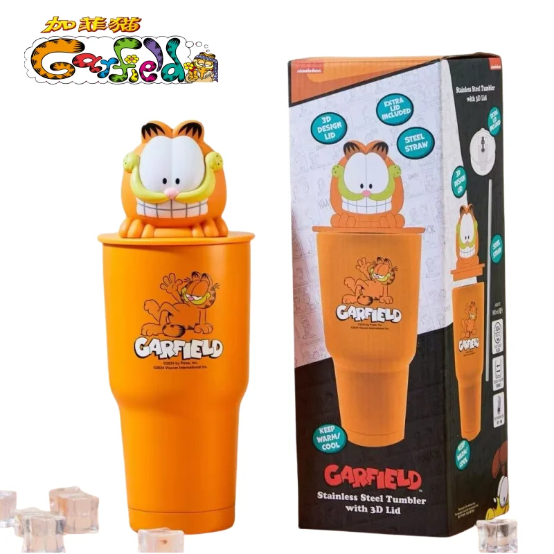 

Garfield Vacuum Mug 316 Stainless Steel Water Cup 900 Ml Double-lid Sports Kettle Travel Fitness Cup Festival Gifts Perimeter