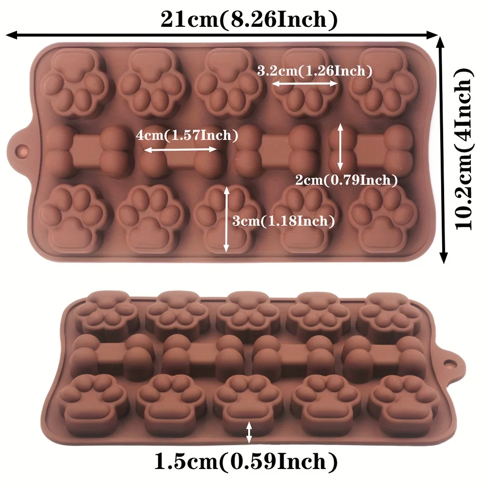 1pc Dog Food Silicone Mold 14 -grid Dog Bone Cat Paw Chocolate Mold Cake Baking Tool Ice Tray Pudding Jelly Mold view 3
