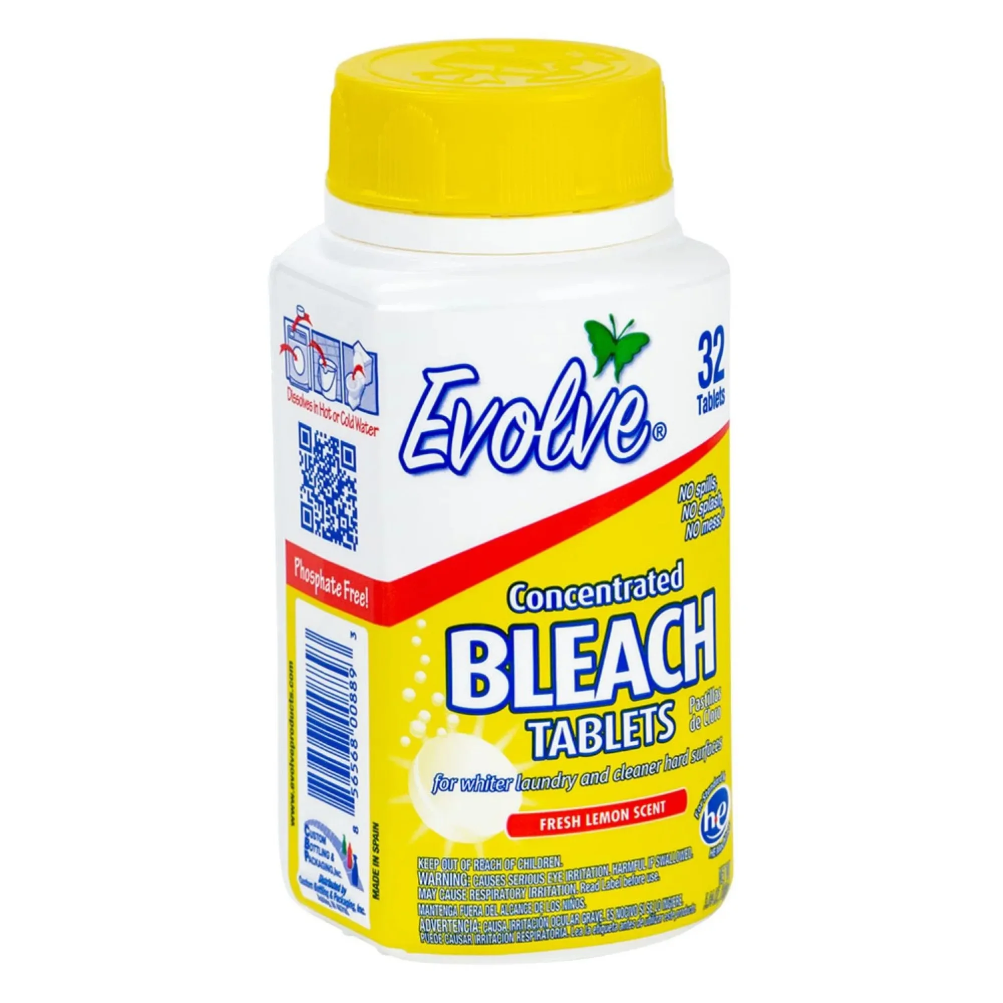 أقراص التبييض المركزة، رائحة الليمون، عدد 64 إجماليًا (32 قطعة × عبوتان)