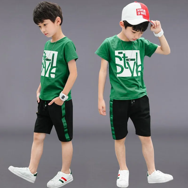 

Boys Clothes Set Short Sleeve T-Shirt +Pants Summer Kids Boy Sports Suit Children Clothing Outfits Teen 5 6 7 8 9 10 11 12 Years