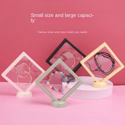 PE 3D Floating Display Case Stands  Transparent Square Holder Pendant Necklace Bracelet Ring Coin Jewelry Pin Storage Box