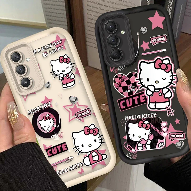 Cute Hello Kitty Record Phone Case For Samsung Galaxy A14 A15 5G S21 S22 S23 S24 FE Plus Ultra A25 A35 A52 A53 A54 A55 5G Covers