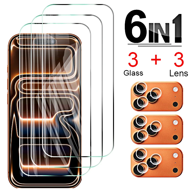 Protective Galss for IPhone 17 Pro Max 17 Air Screen Protectors Tempered Glass Camera Lens Soft Film on 16 15 14 Promax