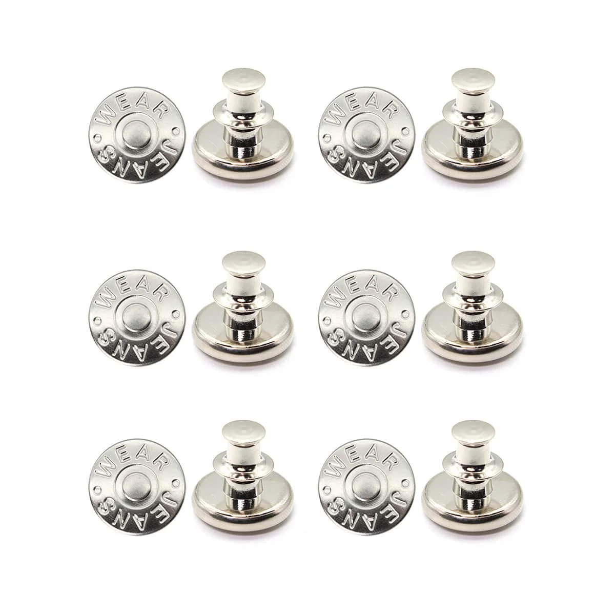 6pcs-Adjustable Detachable Jeans Button Sew Free Vintage Metal Button Garment Button Accessory I-button