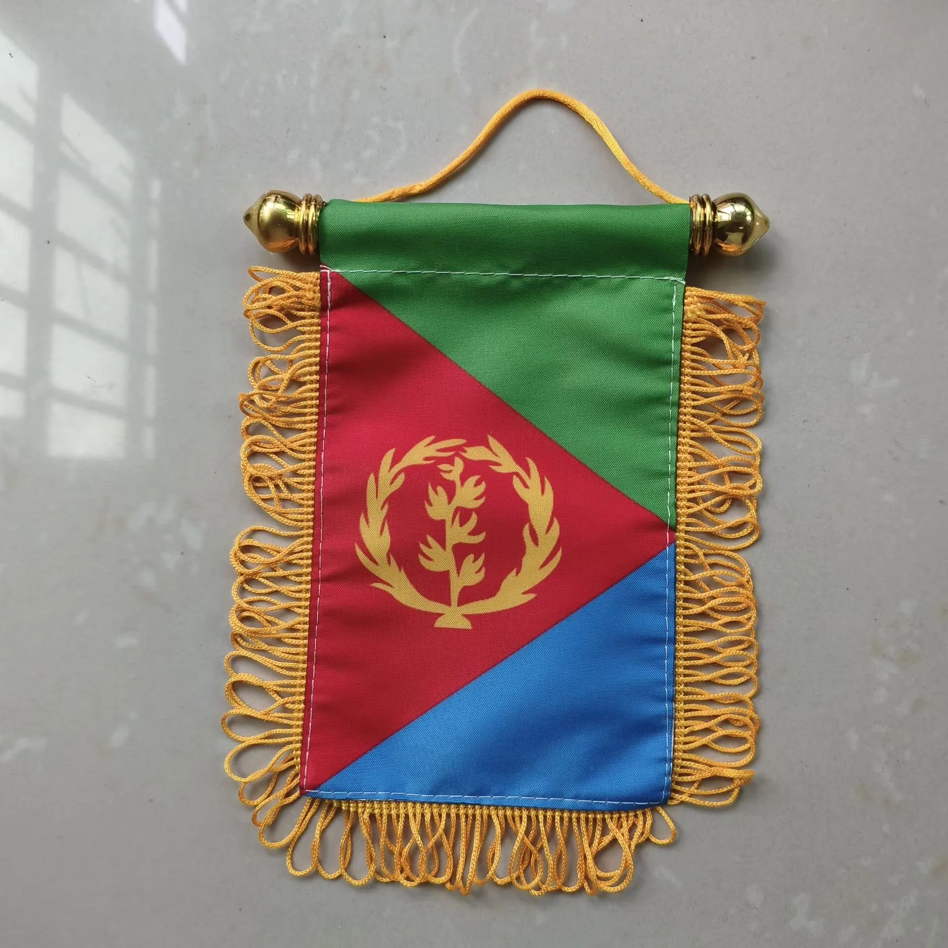 Aerxemrbrae 10*15cm Car Window Decoration Polyester  Eritrea  Hanging Pennant Flags  Eritrea Mini Pennant