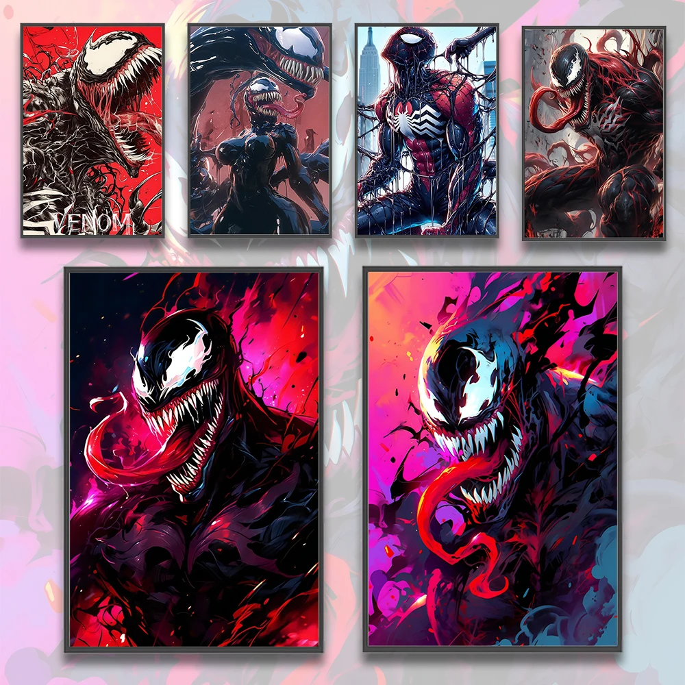 Venom Self-adhesive Movie Poster Mavel Wallpaper Spider-Man Figures Home Decoration Painting Wall Art Kid Bedroom HD Decor Gift