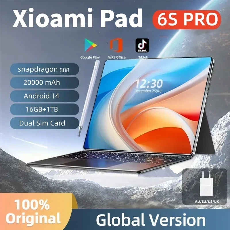 Xioami-Tableta 6S Pro versión Global, dispositivo PC Original con Android 14, 16GB + 1TB, Snapdragon 2024, 11 pulgadas, 5G, 11 pulgadas, WIFI, HD, 4K, Mi Tab, 888